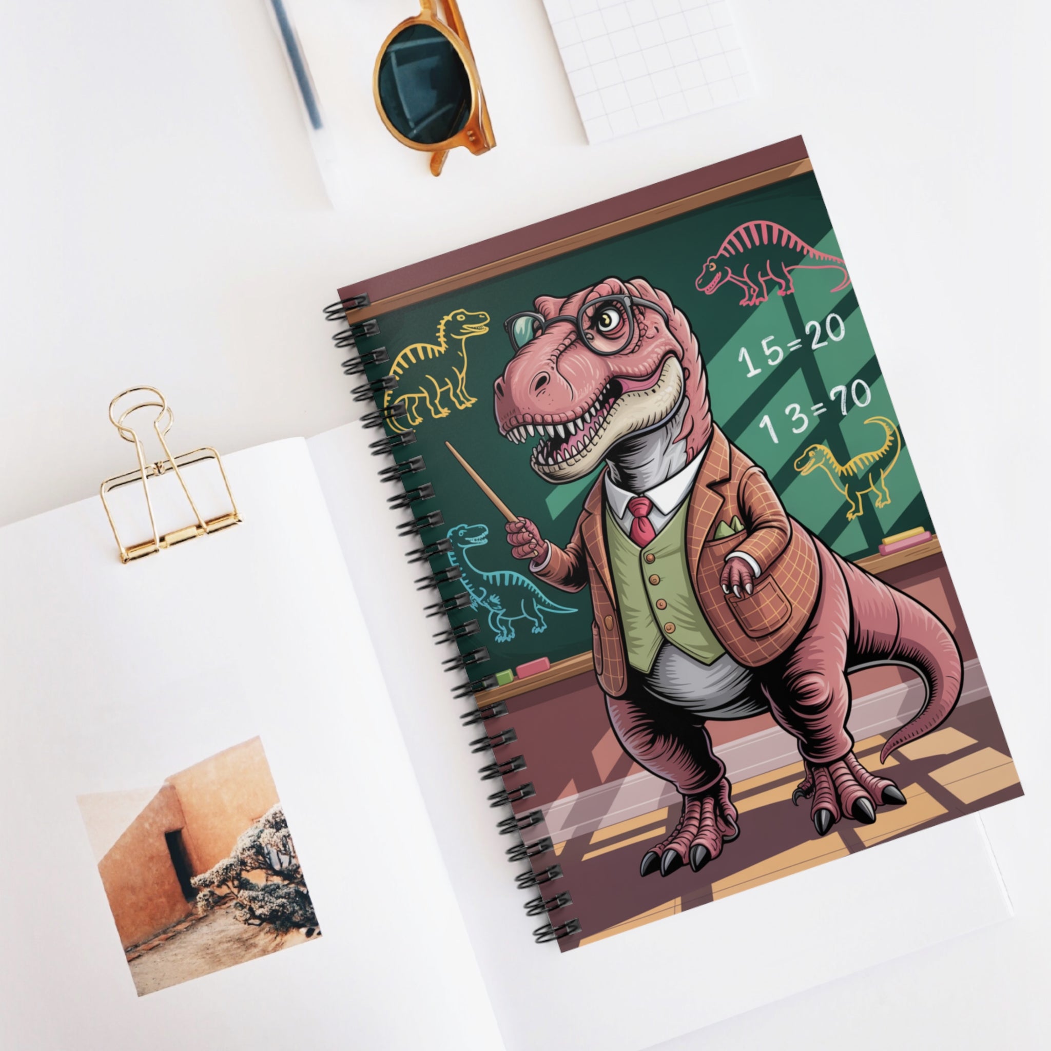 Cartoon T.Rex  -  Lined Spiral Notebook