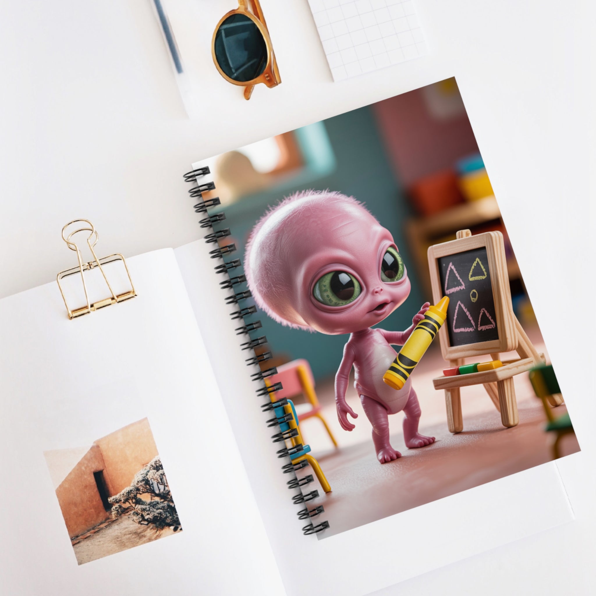 Pink Baby Alien -  Lined Spiral Notebook