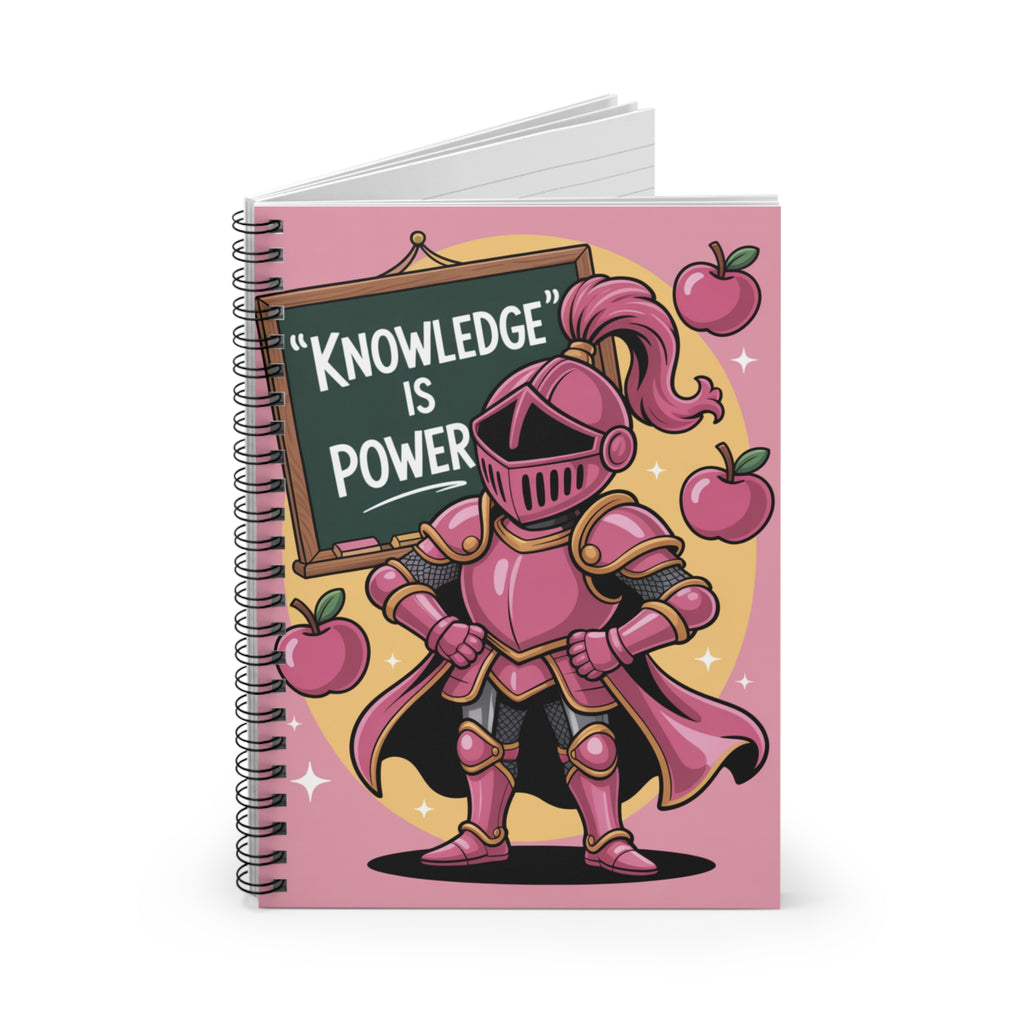 Cartoon Pink Knight  -  Lined Spiral Notebook
