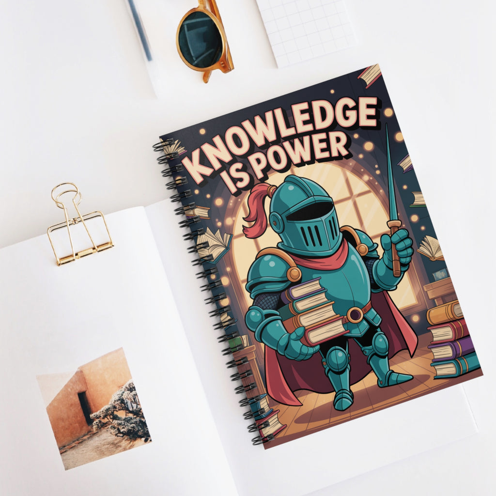 Cartoon Blue Knight  -  Lined Spiral Notebook
