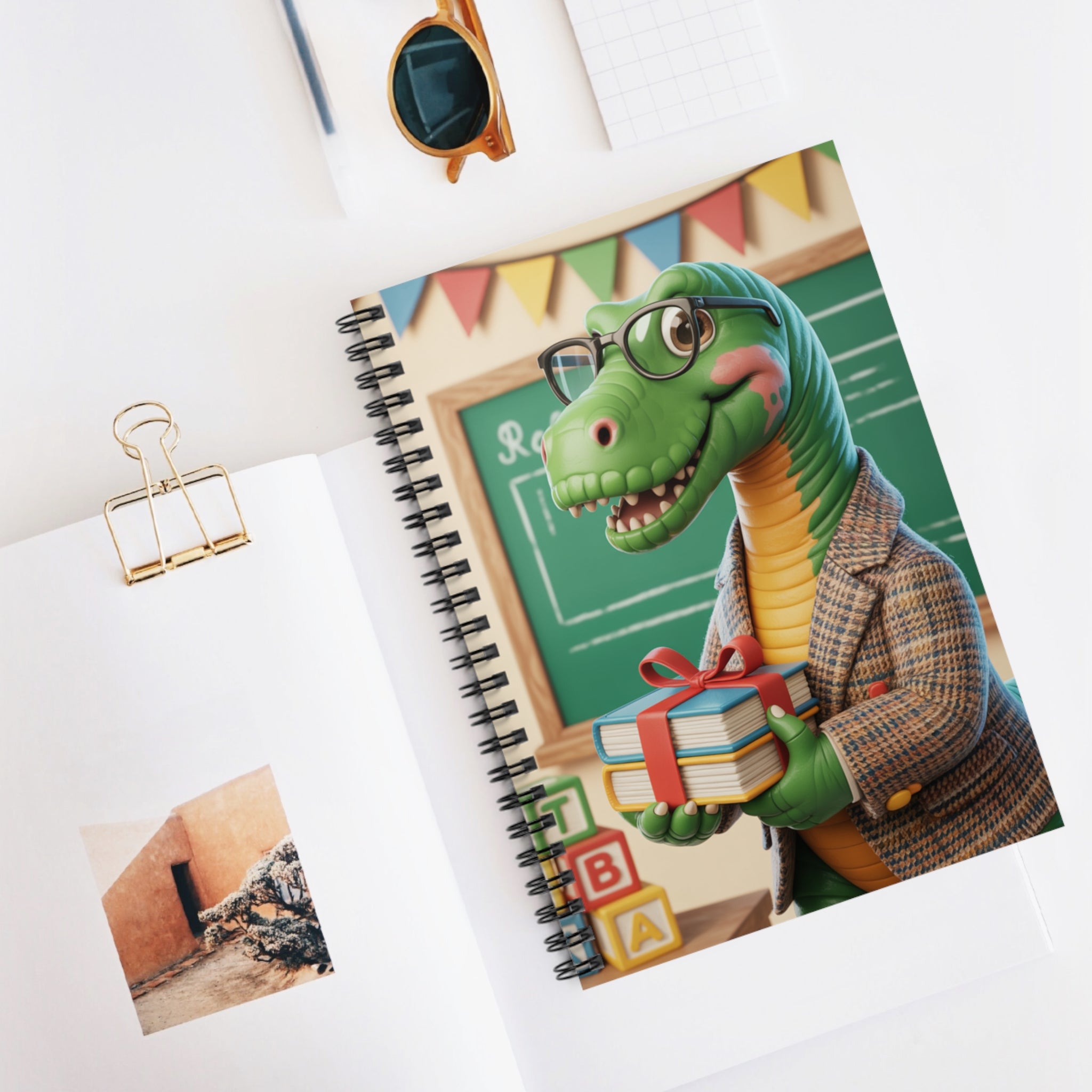 Cartoon Brachiosaurus  -  Lined Spiral Notebook