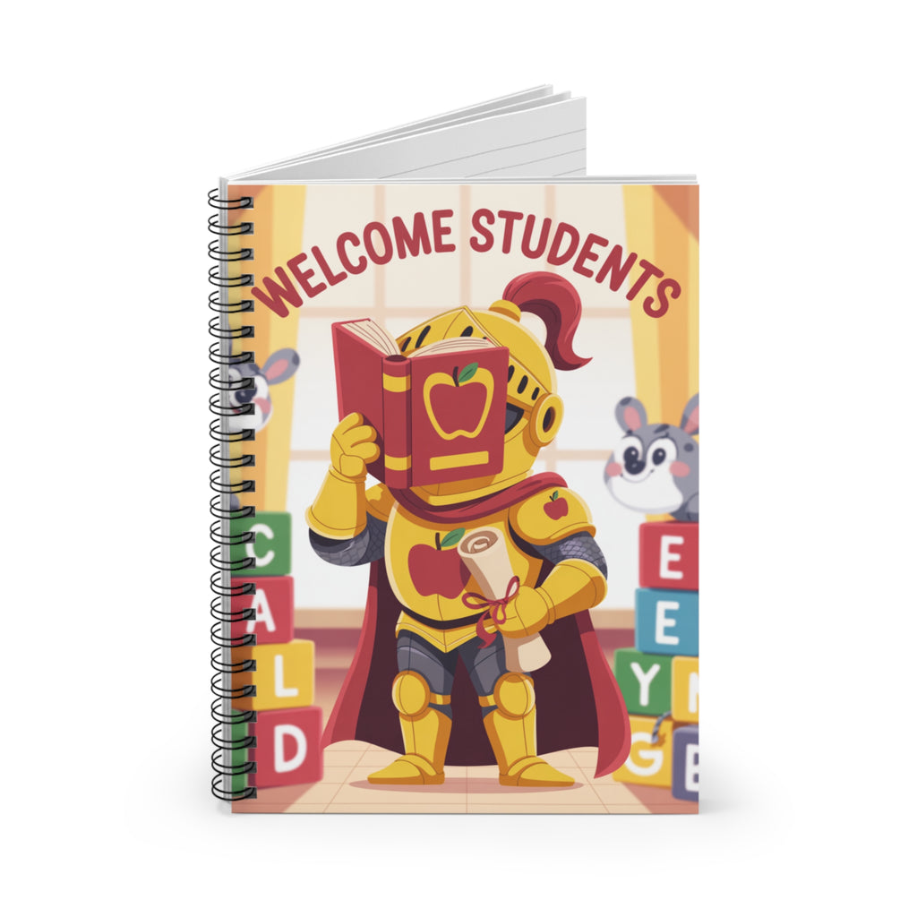 Cartoon Gold Knight  -  Lined Spiral Notebook