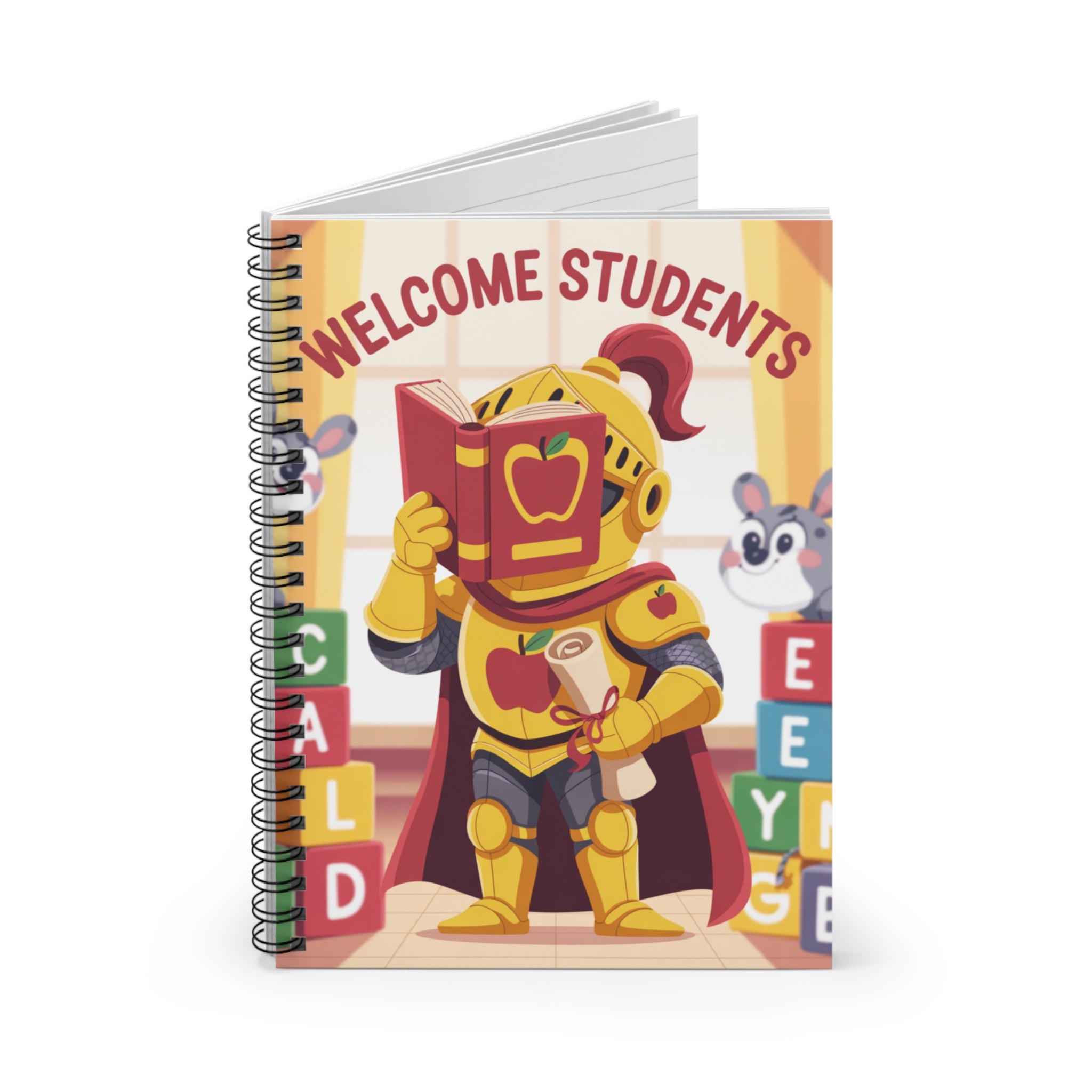 Cartoon Gold Knight  -  Lined Spiral Notebook