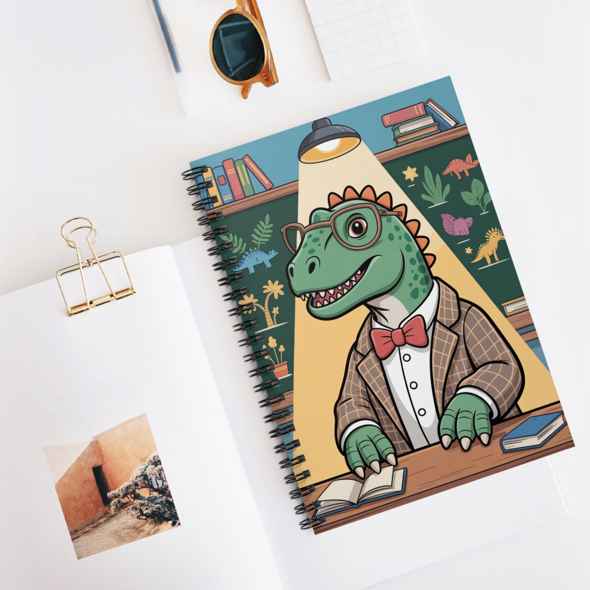 Cartoon Allosaurus  -  Lines Spiral Notebook