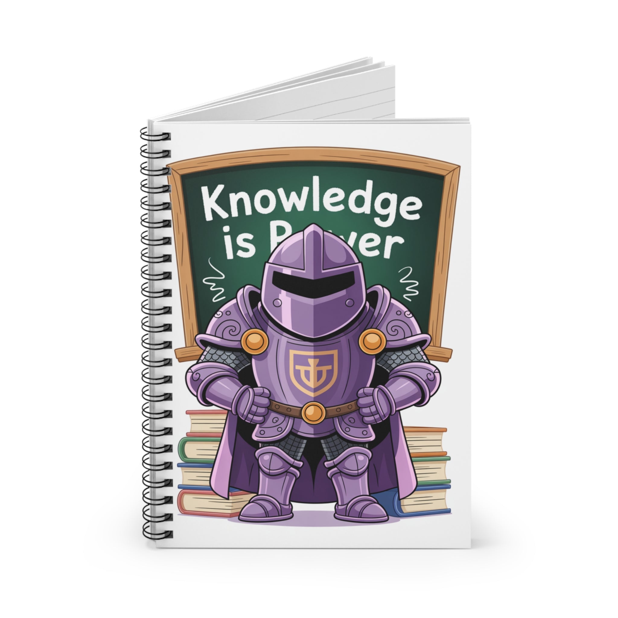 Cartoon Purple Knight -  Lined Spiral Notebook