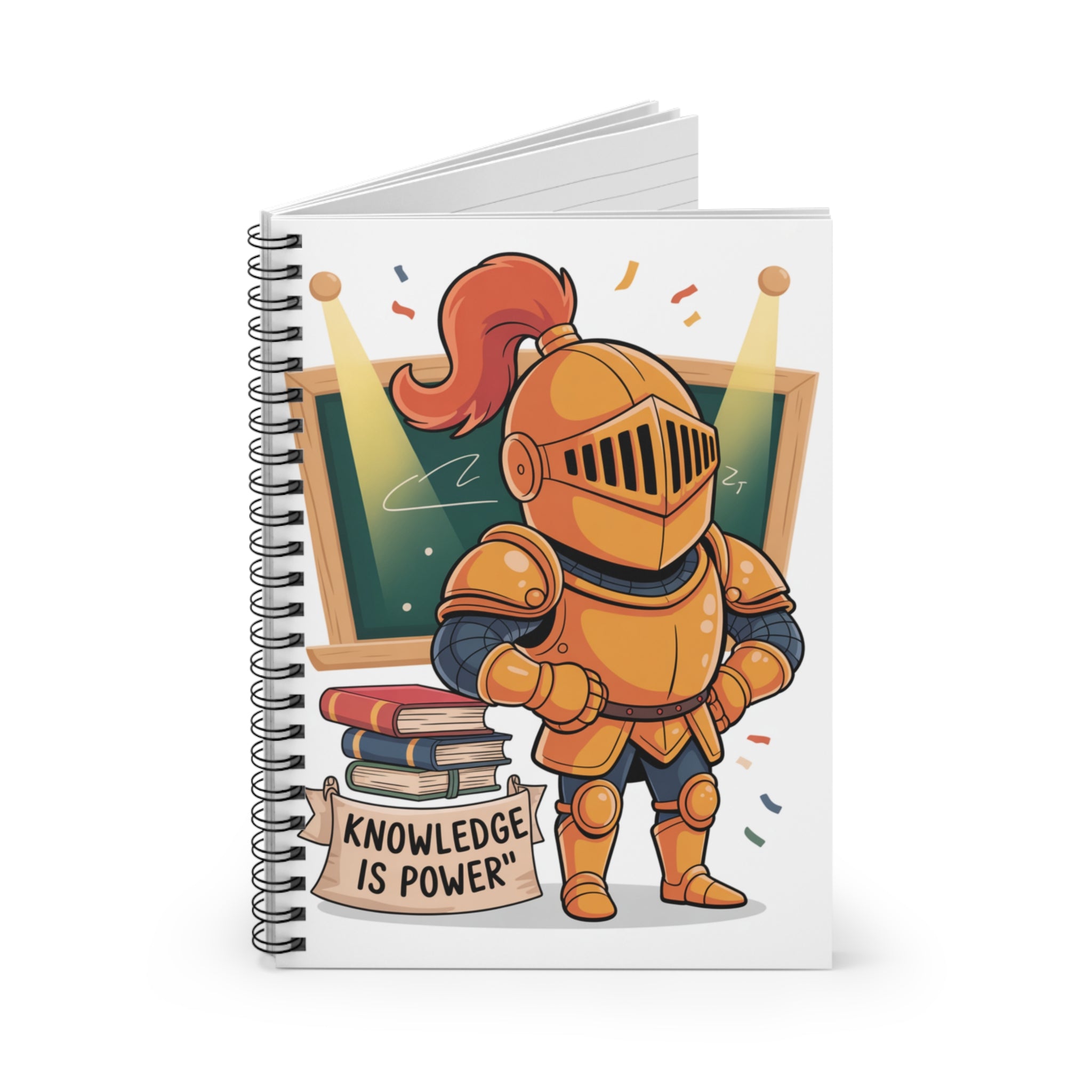 Cartoon Orange Knight  -  Lined Spiral Notebook