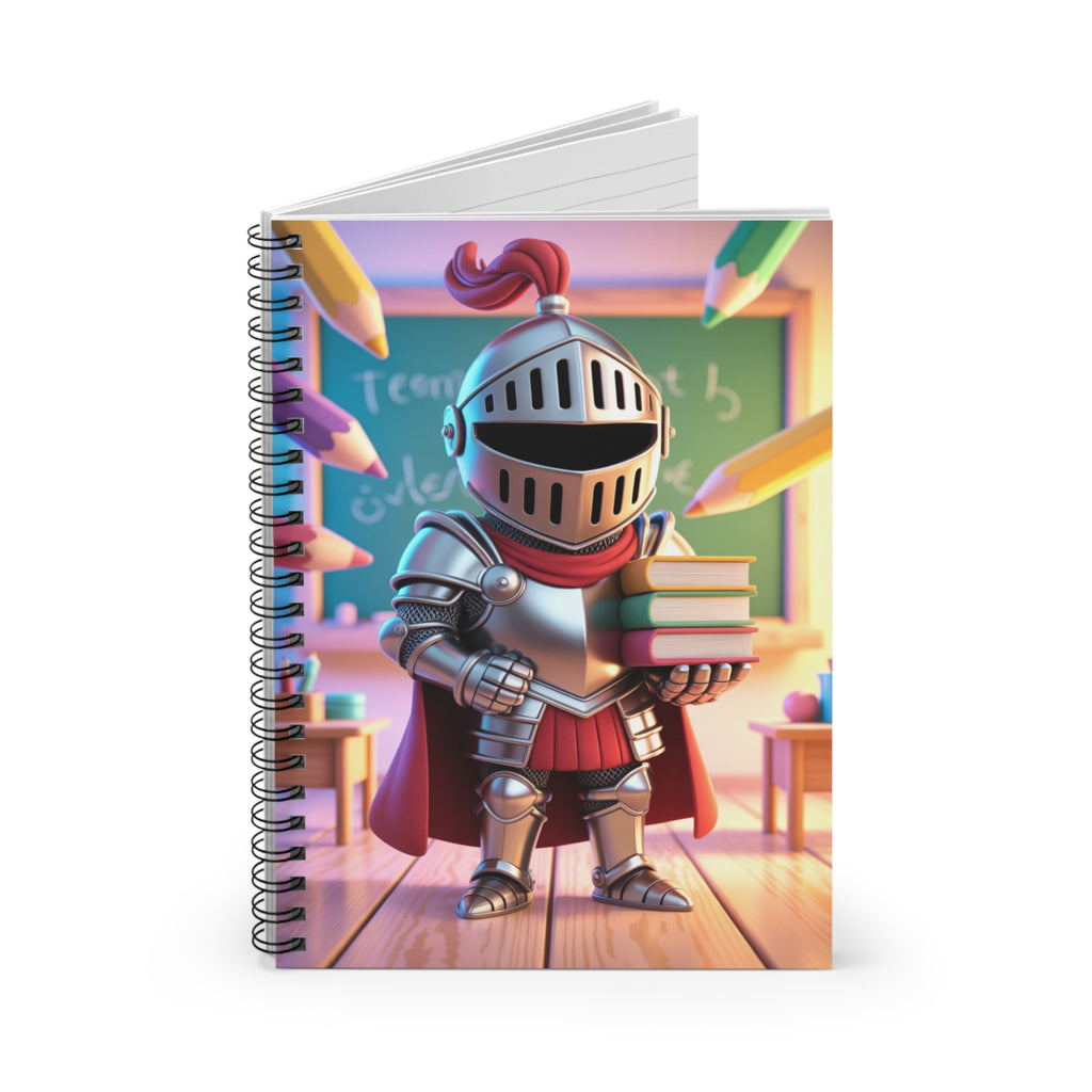 Cartoon Silver Knight -  Lined Spiral Notebook