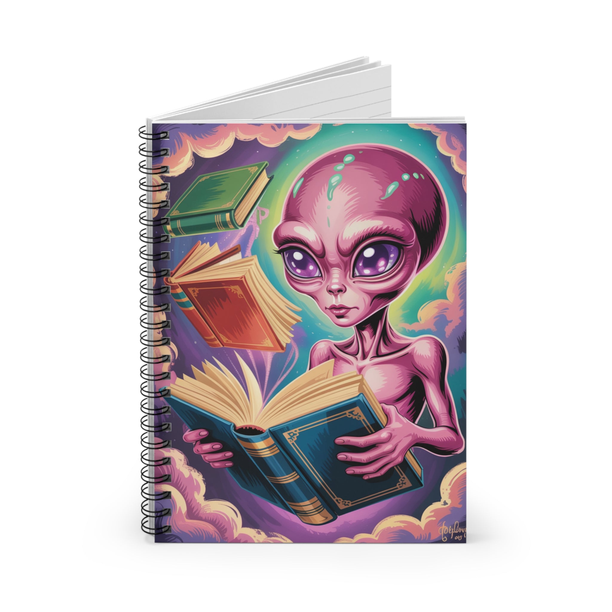 Pink Alien -  Lined Spiral Notebook