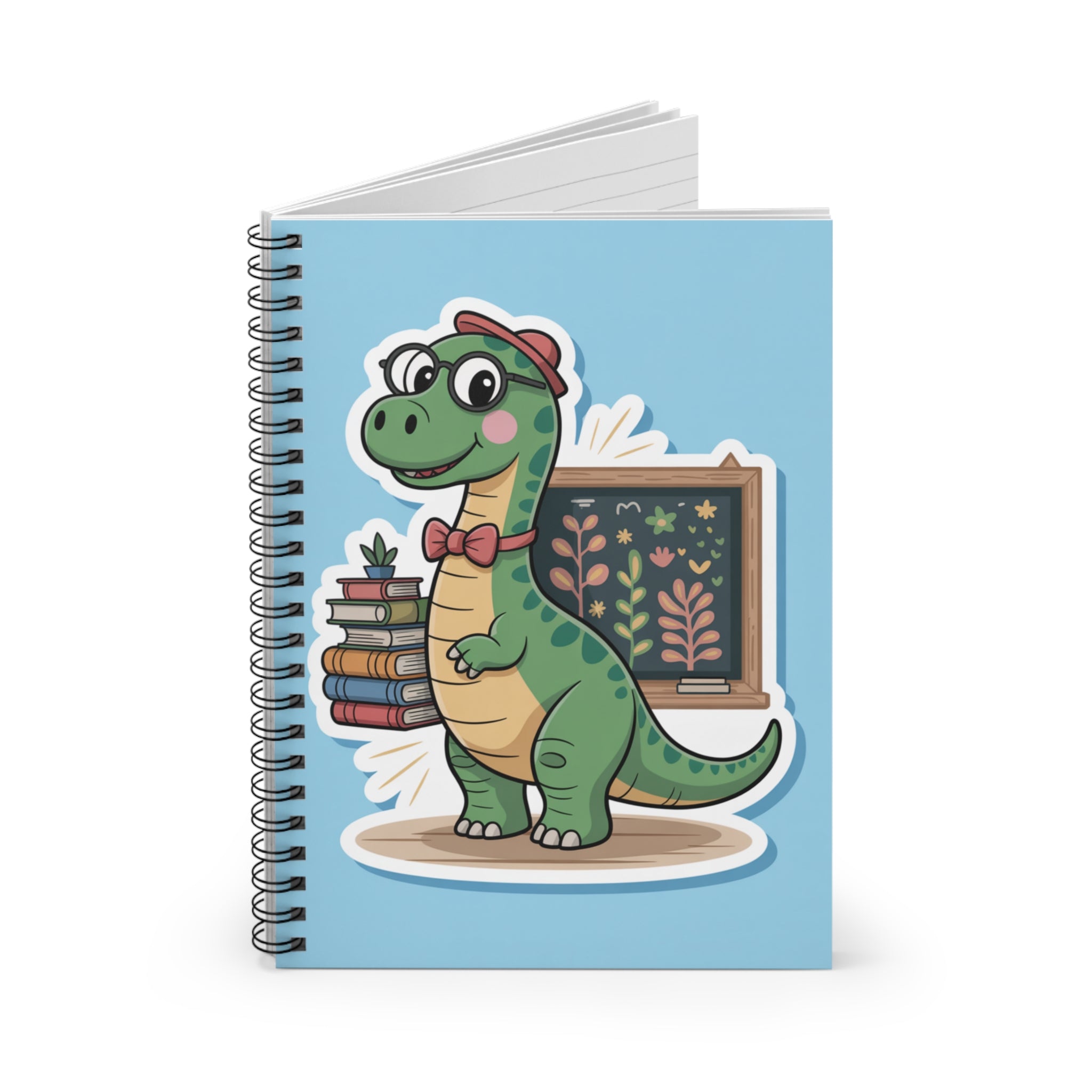 Cartoon Brontosaurus  -  Lines Spiral Notebook