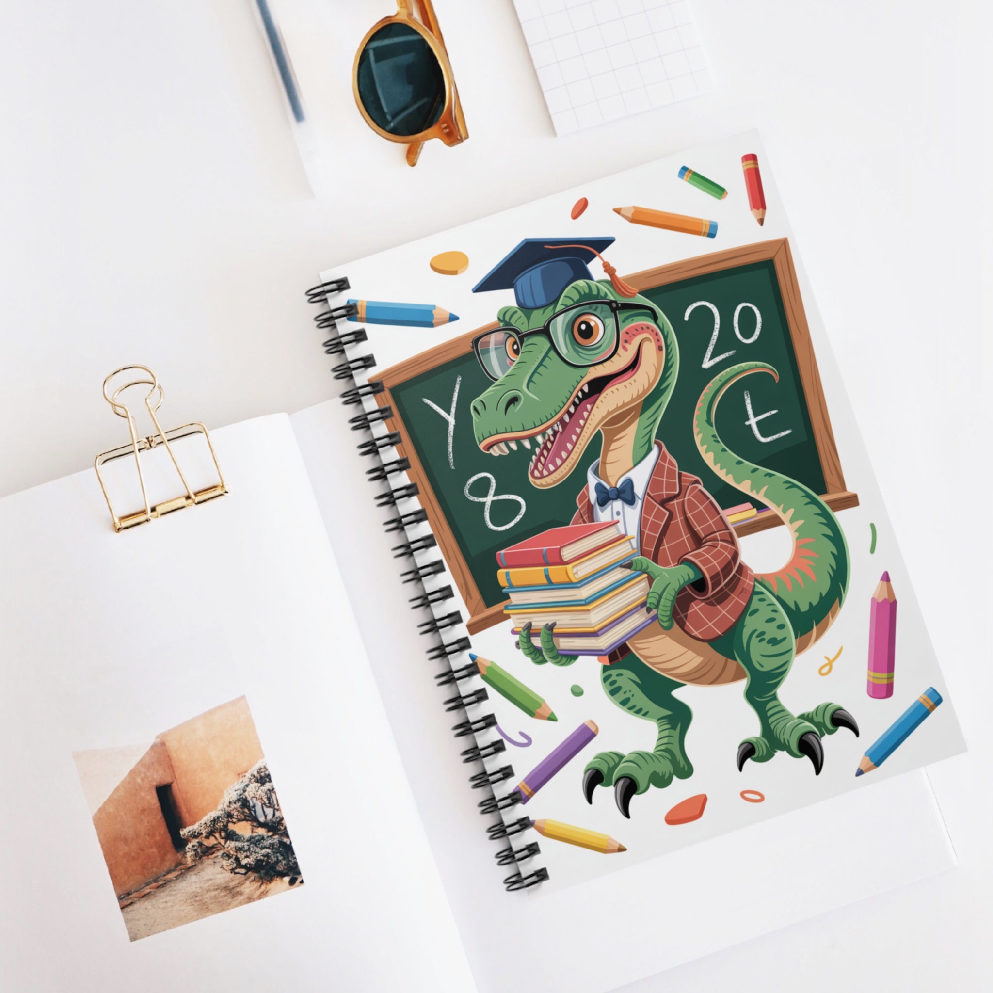 Cartoon T.Rex  -  Lined Spiral Notebook