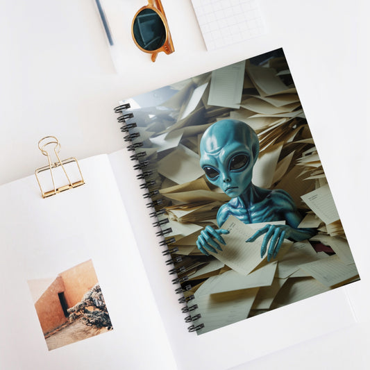 Blue Alien -  Lined Spiral Notebook