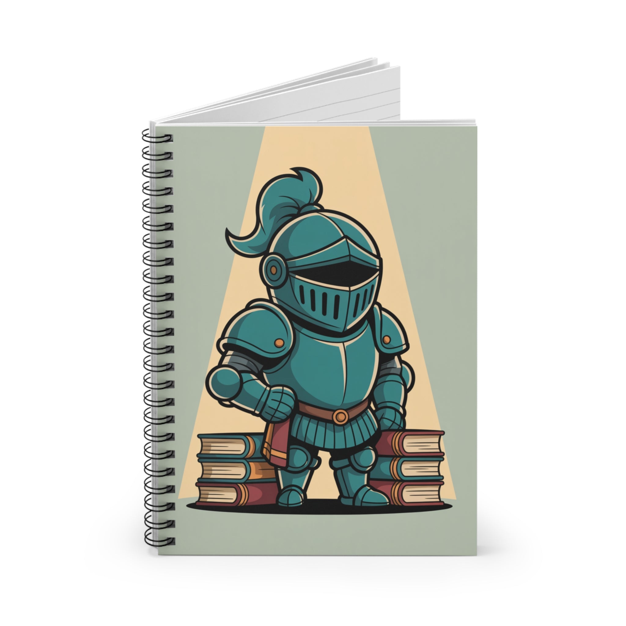 Cartoon Blue Knight   -  Lined Spiral Notebook