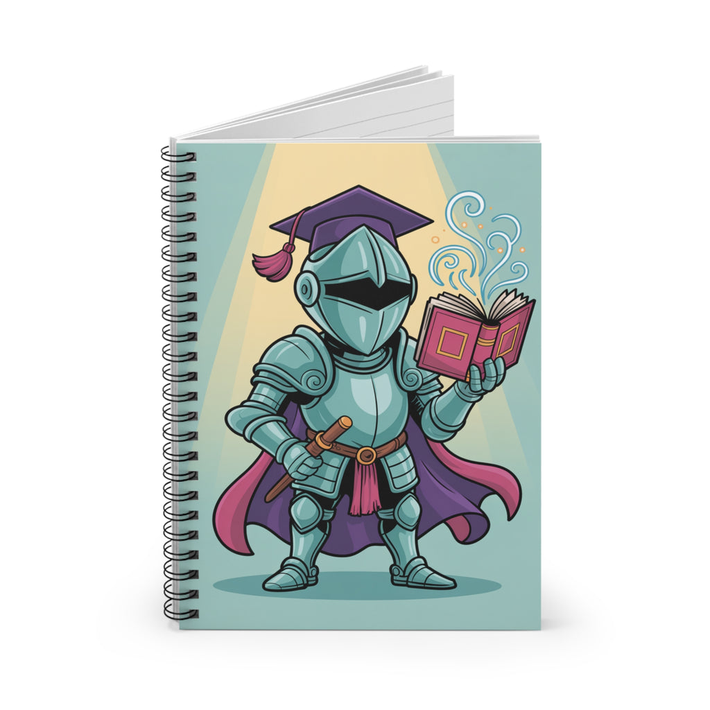 Cartoon Blue Knight  -  Lined Spiral Notebook