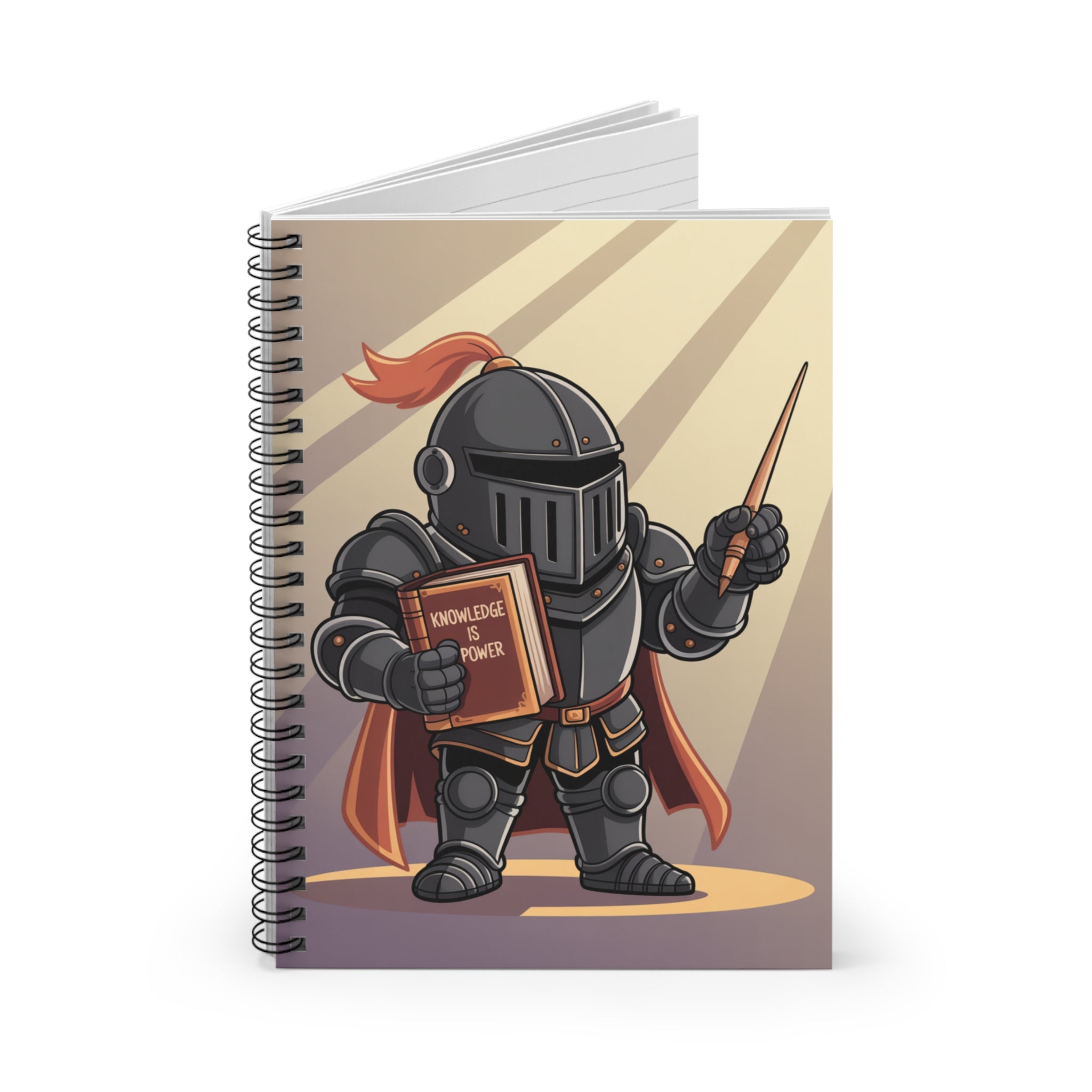 Cartoon Black Knight  -  Lined Spiral Notebook