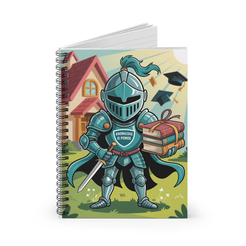 Cartoon Blue Knight  -  Lined Spiral Notebook