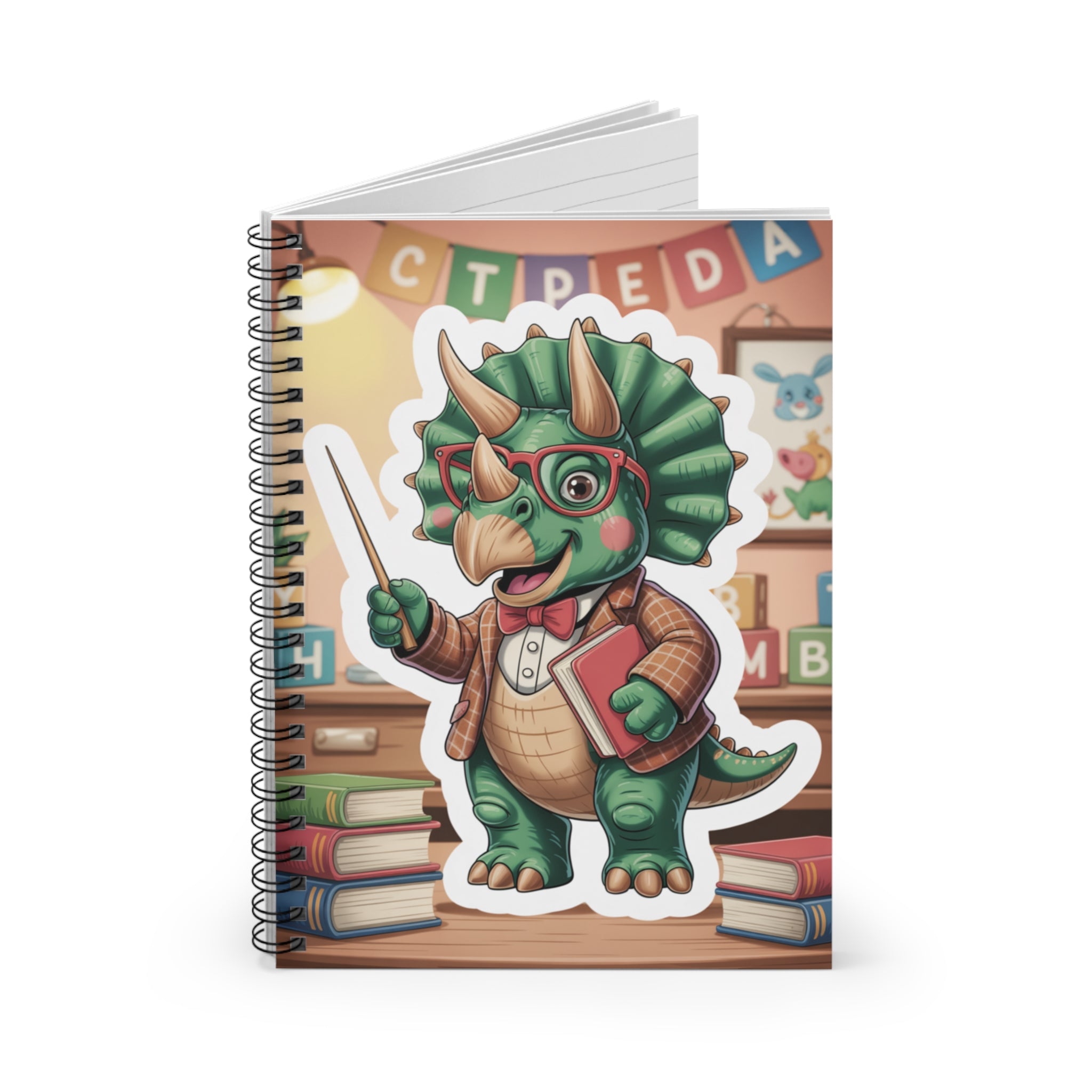 Cartoon Triceratops  -  Lined Spiral Notebook