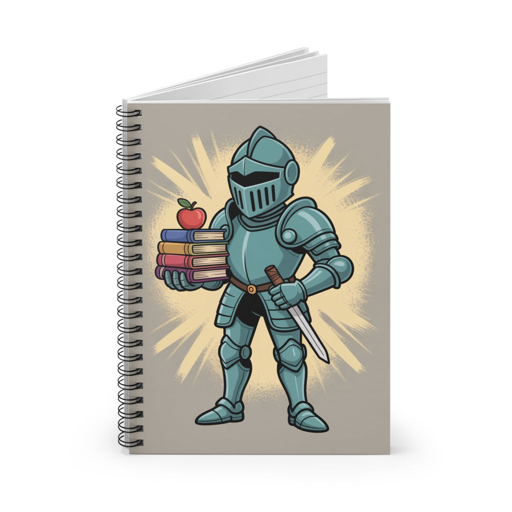 Cartoon Blue Knight  -  Lined Spiral Notebook