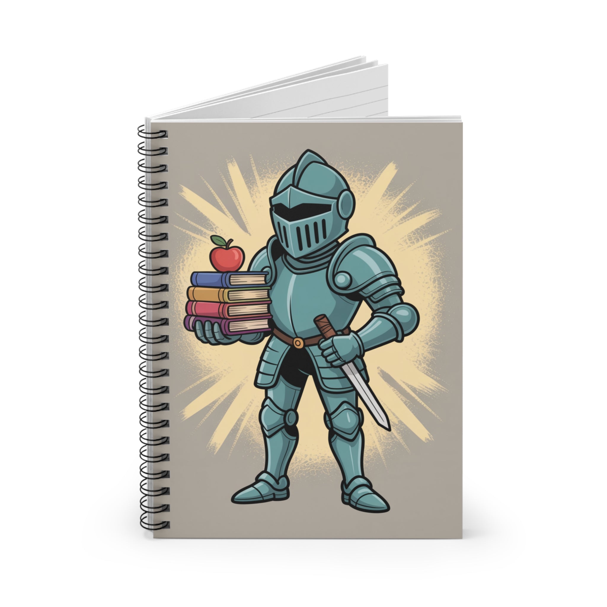 Cartoon Blue Knight  -  Lined Spiral Notebook