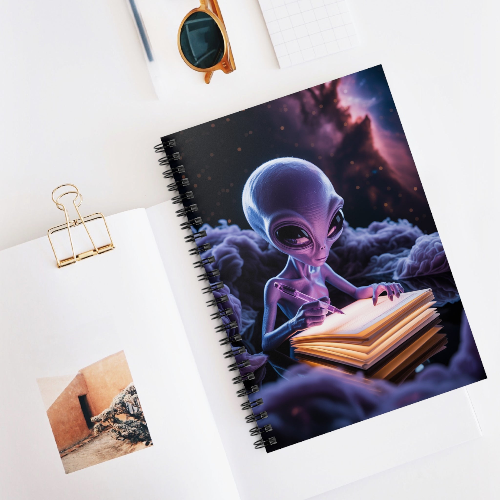 Purple Alien -  Lined Spiral Notebook