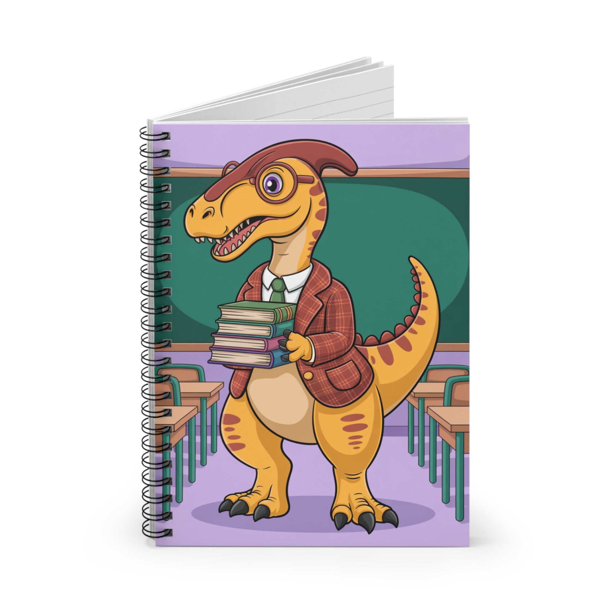 Cartoon Parasaurolophus  -  Lined Spiral Notebook