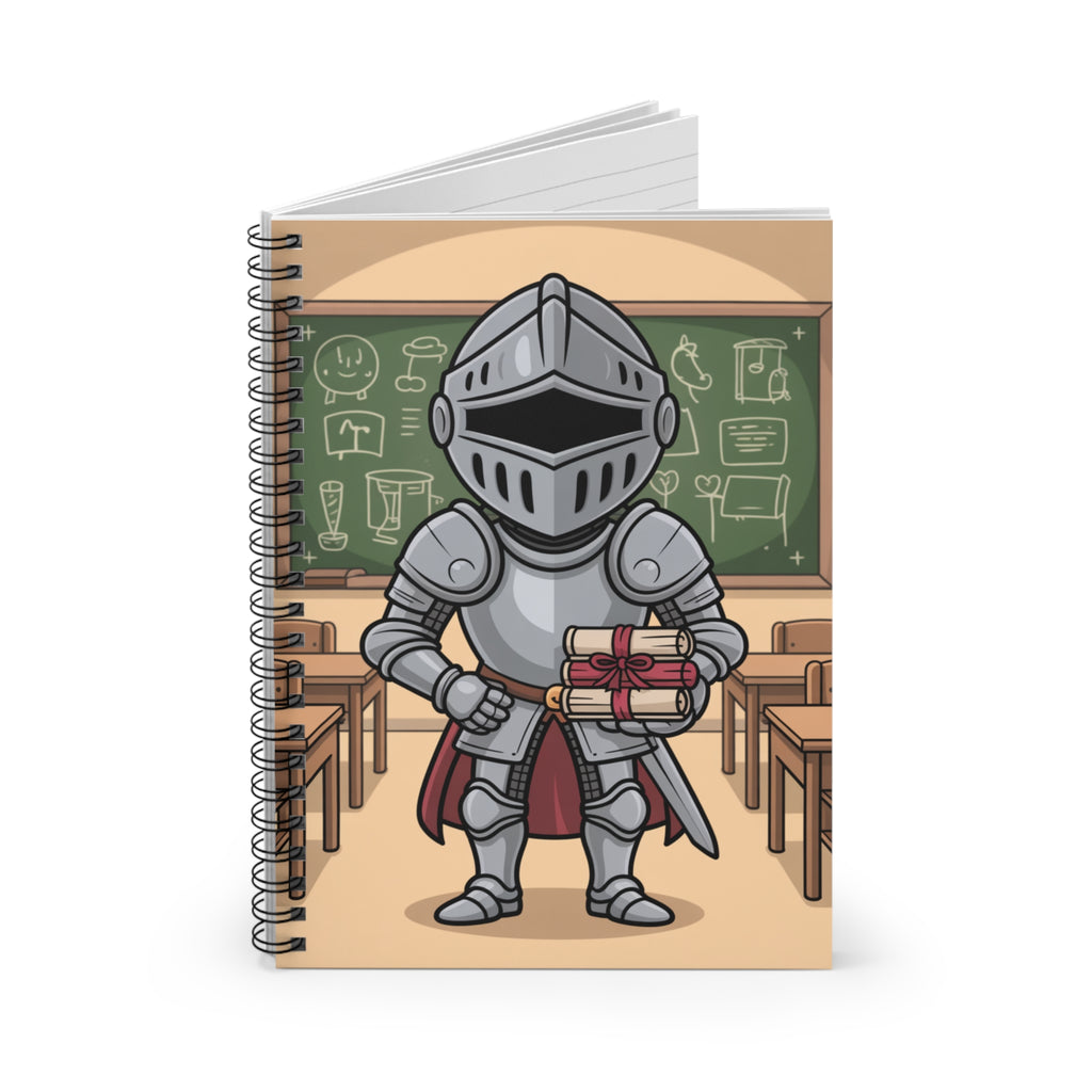 Cartoon Grey Knight  -  Lined Spiral Notebook
