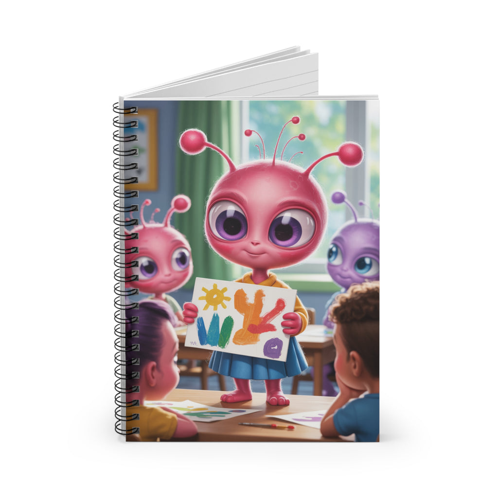 Pink Student Alien -  Lined Spiral Notebook
