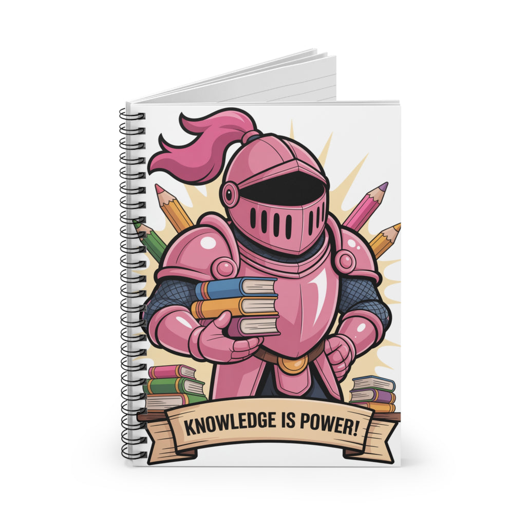 Cartoon Pink Knight  -  Lined Spiral Notebook