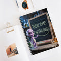 Purple "Welcome Earthlings" Alien -  Lined Spiral Notebook