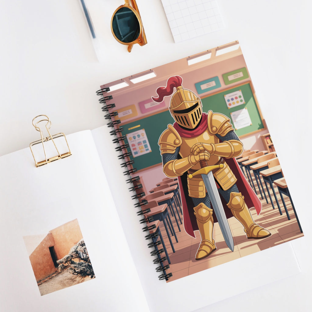 Cartoon Gold Knight  -  Lined Spiral Notebook
