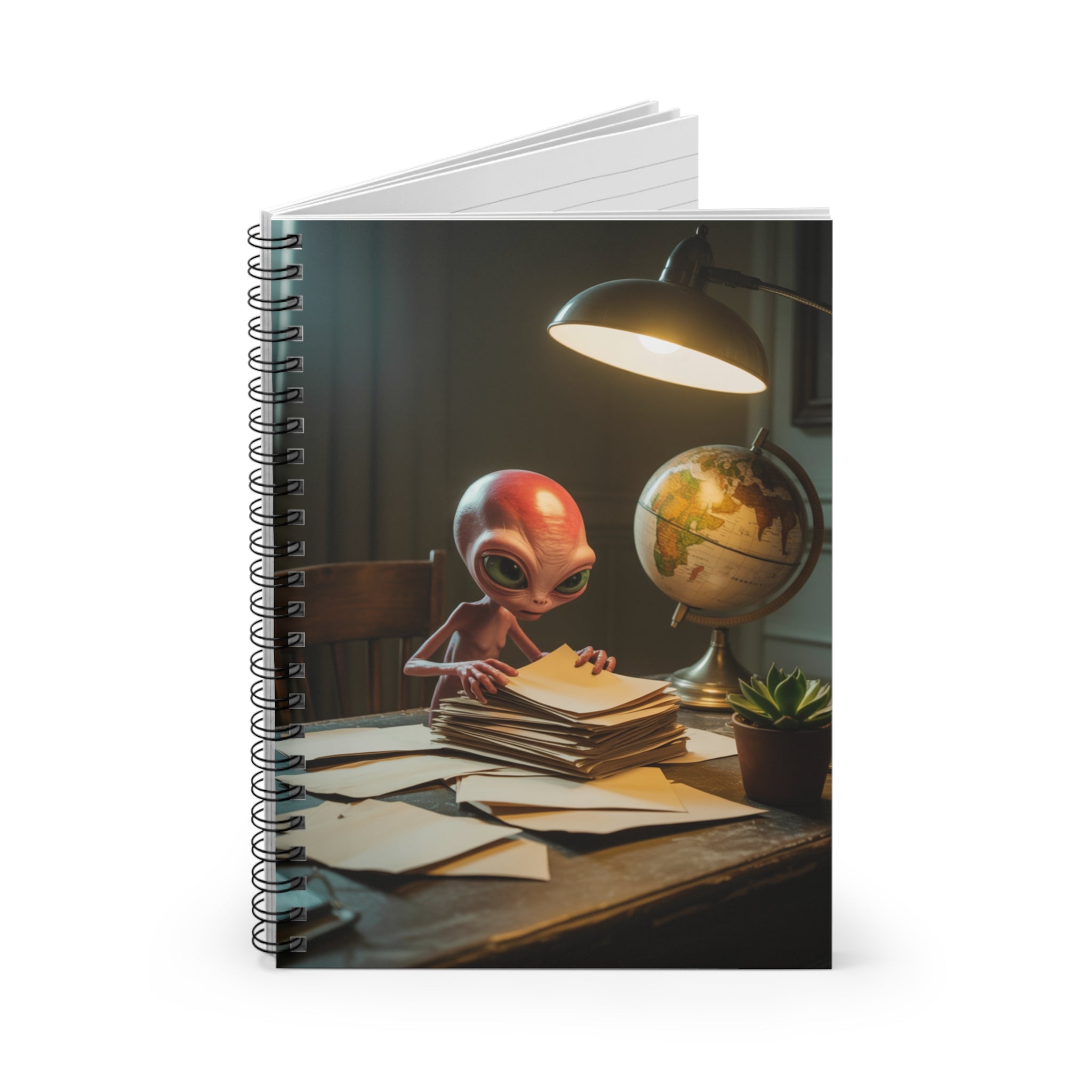 Pink Alien -  Lined Spiral Notebook