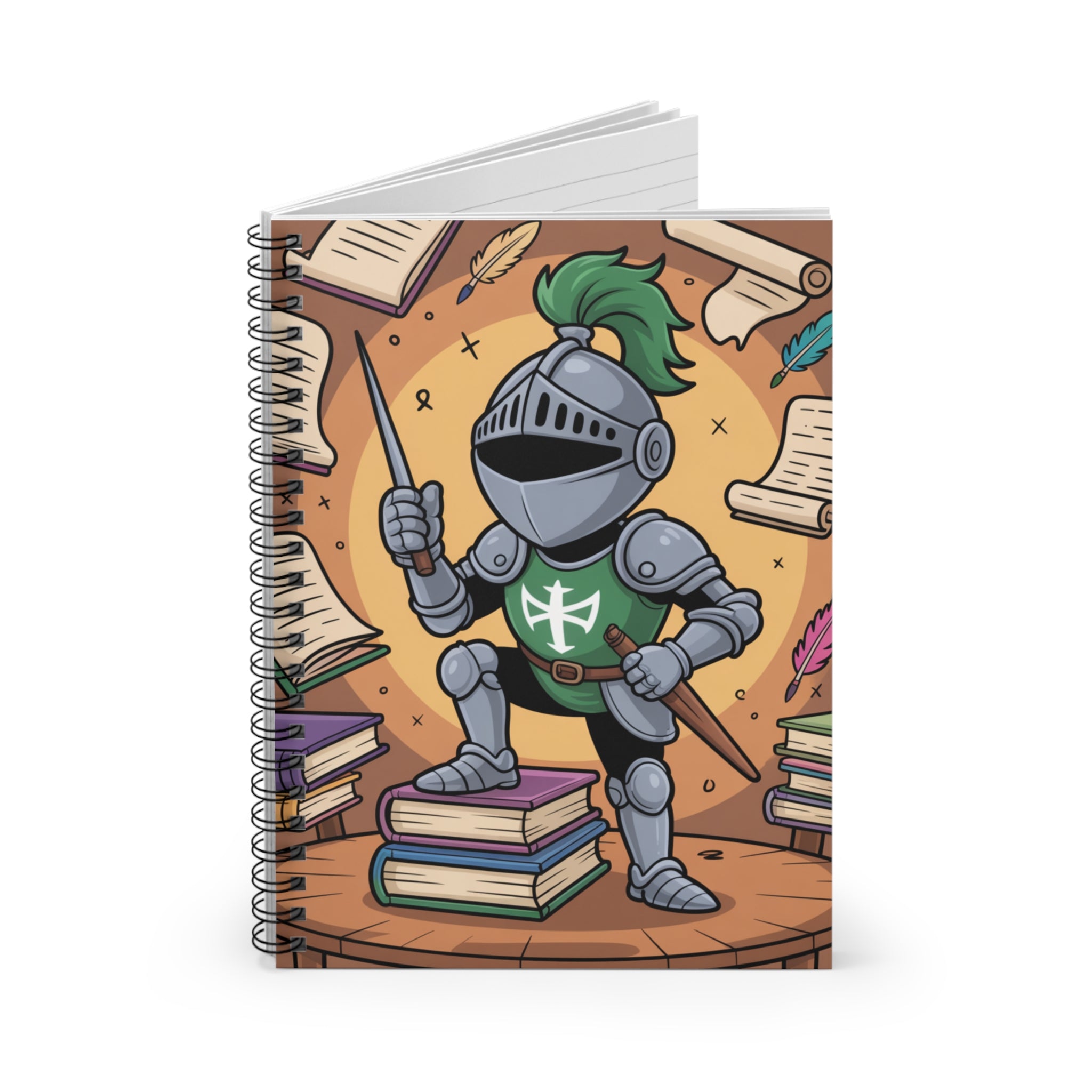 Cartoon Grey Knight -  Lined Spiral Notebook