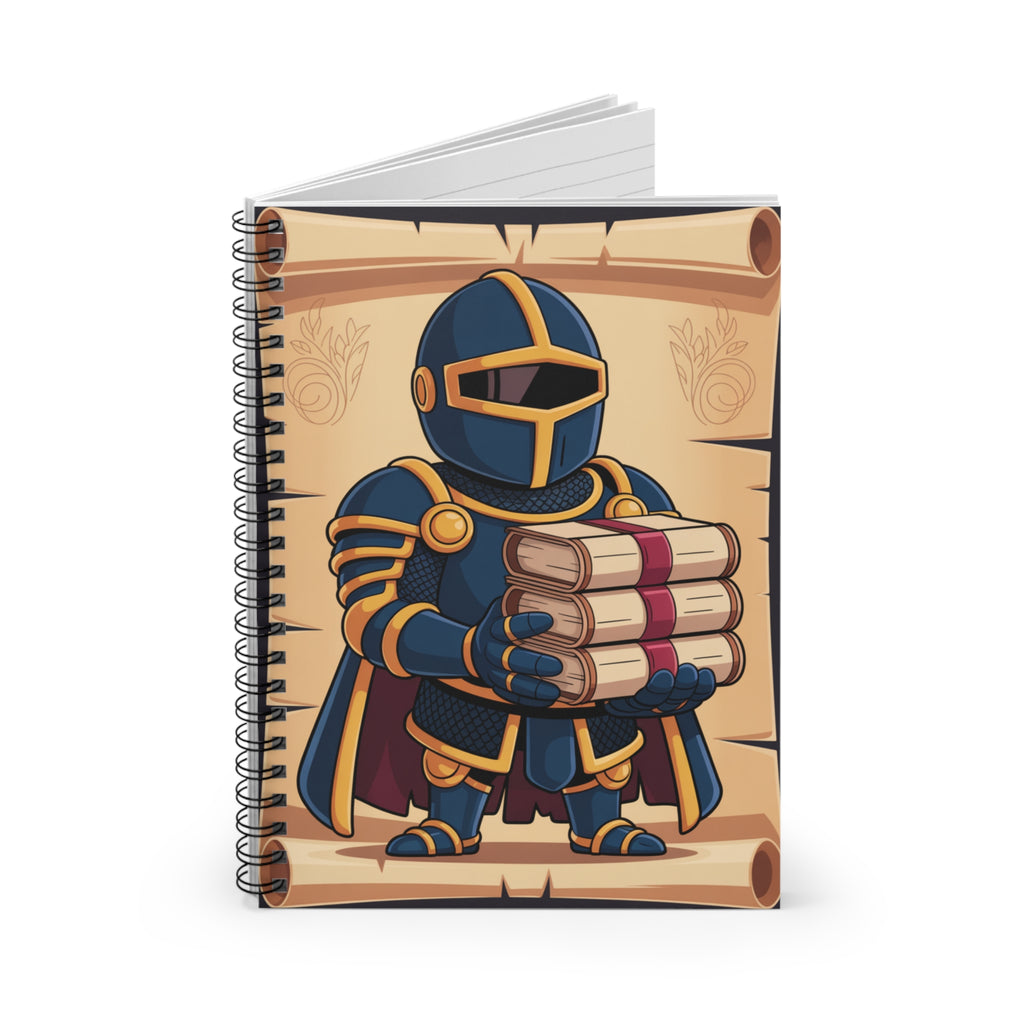 Cartoon Blue Knight  -  Lined Spiral Notebook